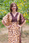 Brown Flowing River Style Caftan in Chevron Dots Pattern
