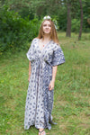 Gray Timeless Style Caftan in Chevron Dots Pattern