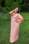 Peach Mandarin On My Mind Style Caftan in Chevron Dots Pattern