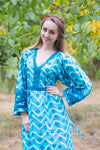 Teal My Peasant Dress Style Caftan in Chevron Dots Pattern