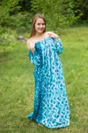 Teal Serene Strapless Style Caftan in Chevron Dots Pattern