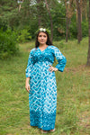 Teal Button Me Down Style Caftan in Chevron Dots Pattern