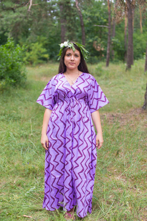 Lilac Timeless Style Caftan in Chevron Pattern