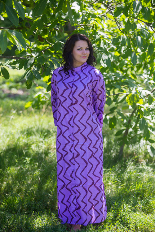 Lilac Charming Collars Style Caftan in Chevron Pattern
