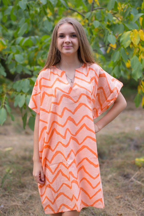 Peach Sunshine Style Caftan in Chevron Pattern