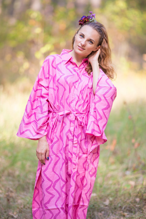 Pink Oriental Delight Style Caftan in Chevron Pattern|Pink Oriental Delight Style Caftan in Chevron Pattern|Chevron