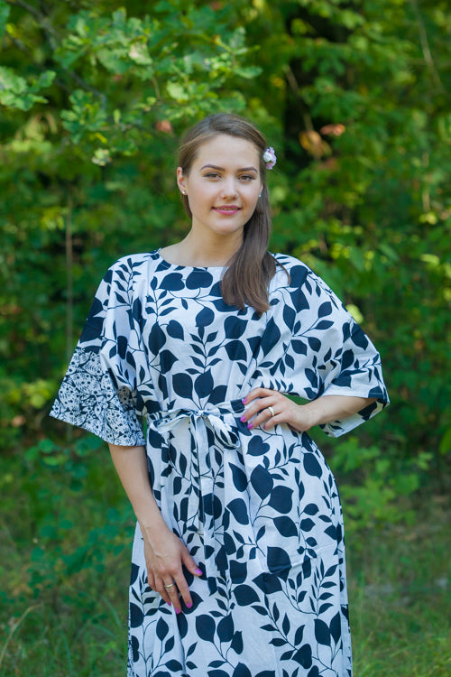 White Mademoiselle Style Caftan in Classic White Black Pattern|White Mademoiselle Style Caftan in Classic White Black Pattern