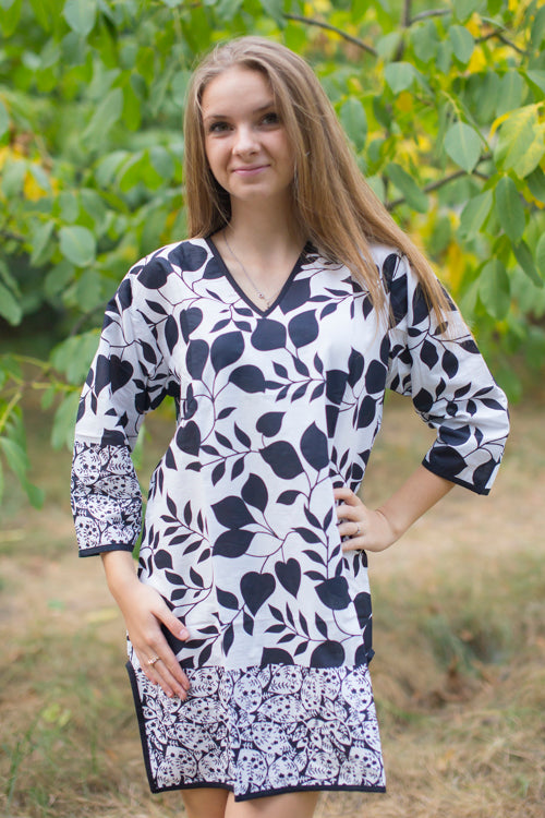 White Sun and Sand Style Caftan in Classic White Black Pattern|White Sun and Sand Style Caftan in Classic White Black Pattern