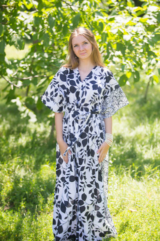 White Best of both the worlds Style Caftan in Classic White Black Pattern