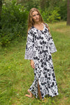 White The Unwind Style Caftan in Classic White Black Pattern