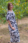White Cut Out Cute Style Caftan in Classic White Black Pattern