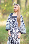 White Fire Maiden Style Caftan in Classic White Black Pattern