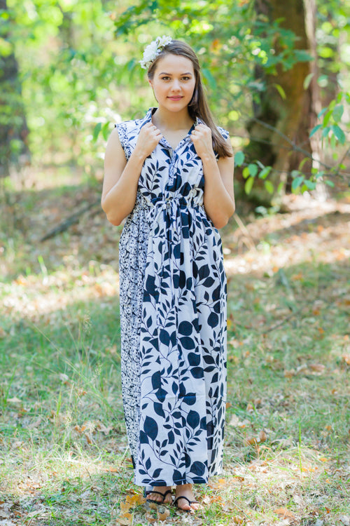 White Cool Summer Style Caftan in Classic White Black Pattern