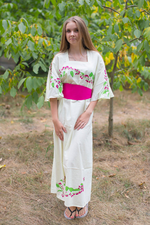 Light Yellow Beauty, Belt and Beyond Style Caftan in Climbing Vines