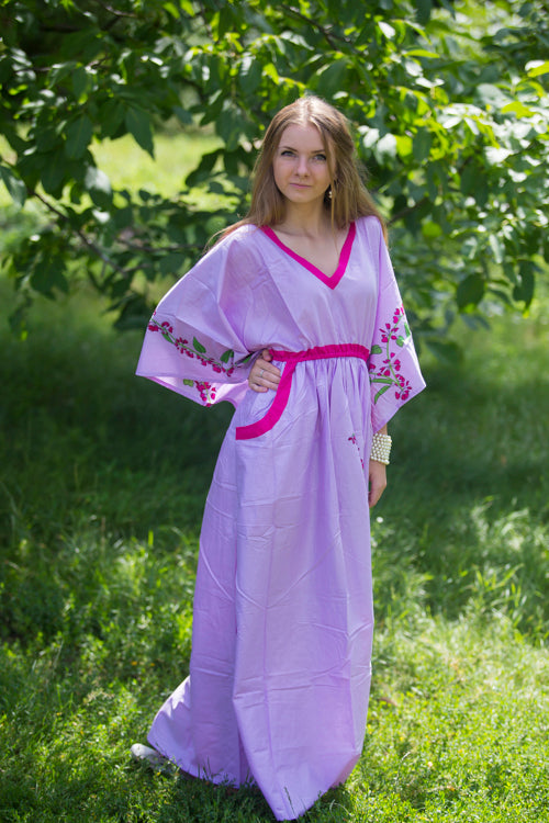 Lilac Breezy Bohemian Style Caftan in Climbing Vines Pattern|Lilac Breezy Bohemian Style Caftan in Climbing Vines Pattern|Climbing Vines