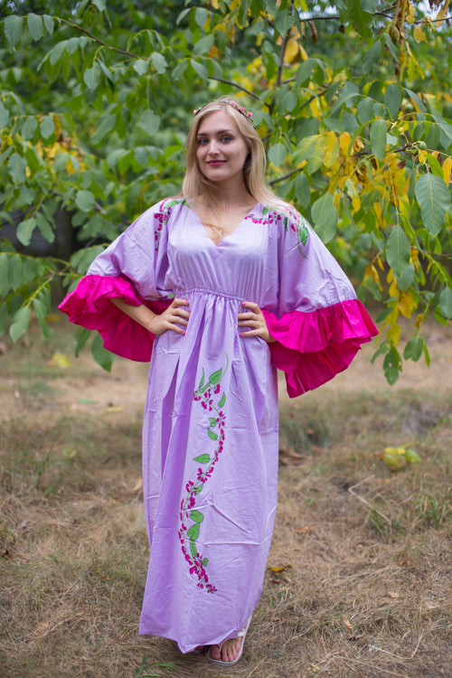 Lilac Frill Lovers Style Caftan in Climbing Vines Pattern