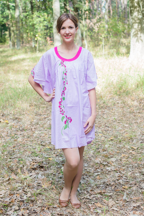 Lilac Summer Celebration Style Caftan in Climbing Vines Pattern