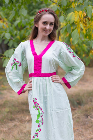 Mint My Peasant Dress Style Caftan in Climbing Vines Pattern