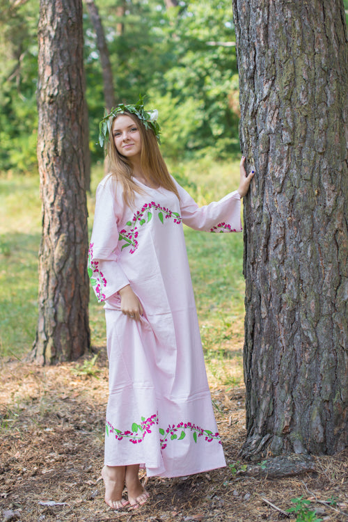 Pink The Unwind Style Caftan in Climbing Vines Pattern