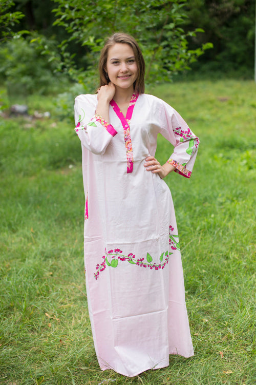 Pink Simply Elegant Style Caftan in Climbing Vines Pattern