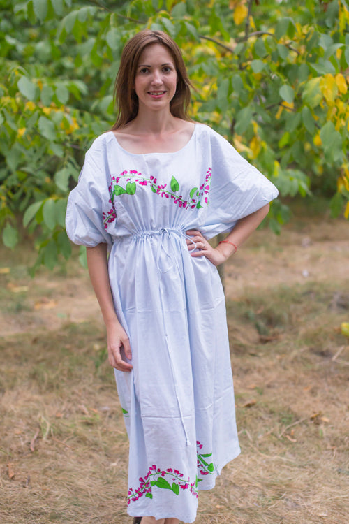 White Cut Out Cute Style Caftan in Climbing Vines Pattern|White Cut Out Cute Style Caftan in Climbing Vines Pattern|Climbing Vines