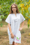 White Sunshine Style Caftan in Climbing Vines Pattern