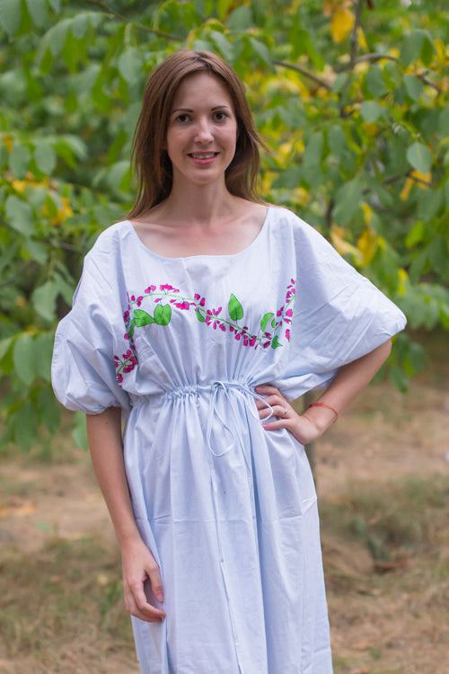 White Cut Out Cute Style Caftan in Climbing Vines Pattern