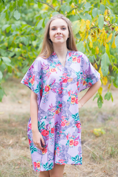 Lilac Sunshine Style Caftan in Cute Bows Pattern