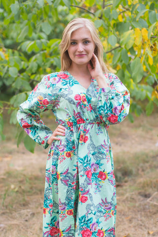 Mint Shape Me Pretty Style Caftan in Cute Bows Pattern