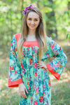 Mint Fire Maiden Style Caftan in Cute Bows Pattern