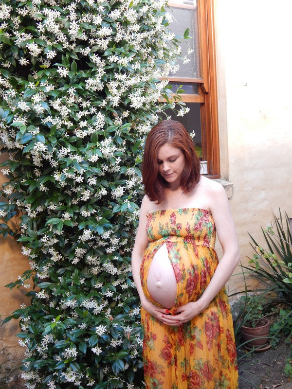 chiffon split front maternity dress Stylish Split Front Turquoise Maternity Gown