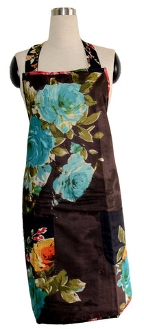 Brown Floral Full Apron
