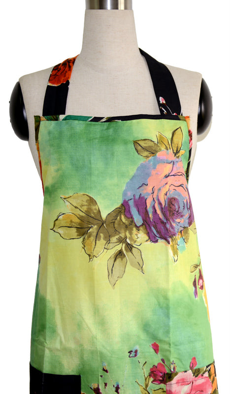 Green Floral Full Apron