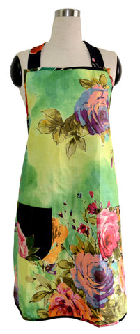 Green Floral Full Apron