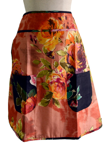 Peach Floral Half Apron