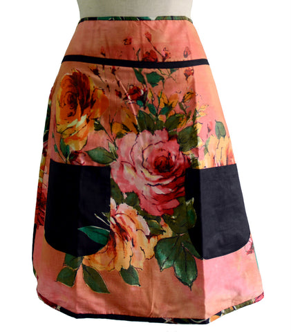 Peach Floral Half Apron