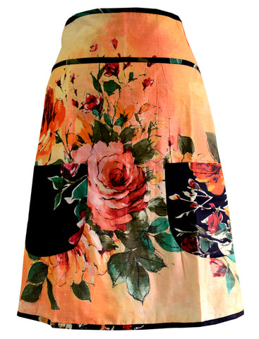 Light Peach Floral Half Apron