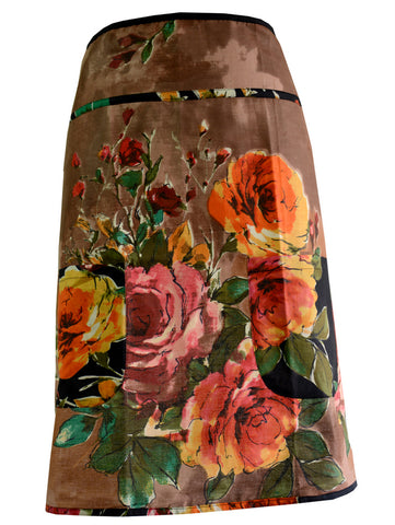 Brown Floral Half Apron