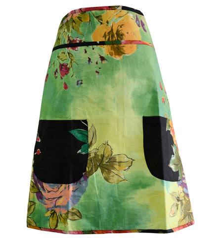 Green Floral Half Apron