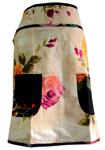 Cream Floral Half Apron
