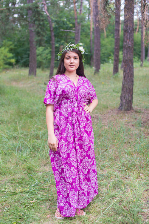 Purple Timeless Style Caftan in Damask Pattern