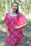 Red Summer Celebration Style Caftan in Damask Pattern