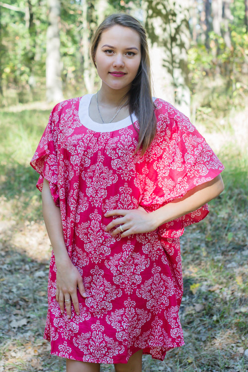 Red Summer Celebration Style Caftan in Damask Pattern|Red Summer Celebration Style Caftan in Damask Pattern|Damask