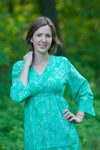 Teal Button Me Down Style Caftan in Damask Pattern