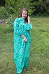 Teal Mandarin On My Mind Style Caftan in Damask Pattern