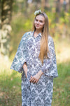 White Oriental Delight Style Caftan in Damask Pattern