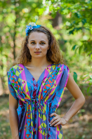 Gray Magic Sleeves Style Caftan in Diamond Aztec Pattern