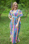 Gray Unfurl Style Caftan in Diamond Aztec Pattern