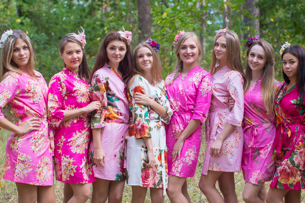 Shades of Pink Wedding palette Bridesmaids Robes