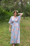 Gray Timeless Style Caftan in Faded Flowers Pattern